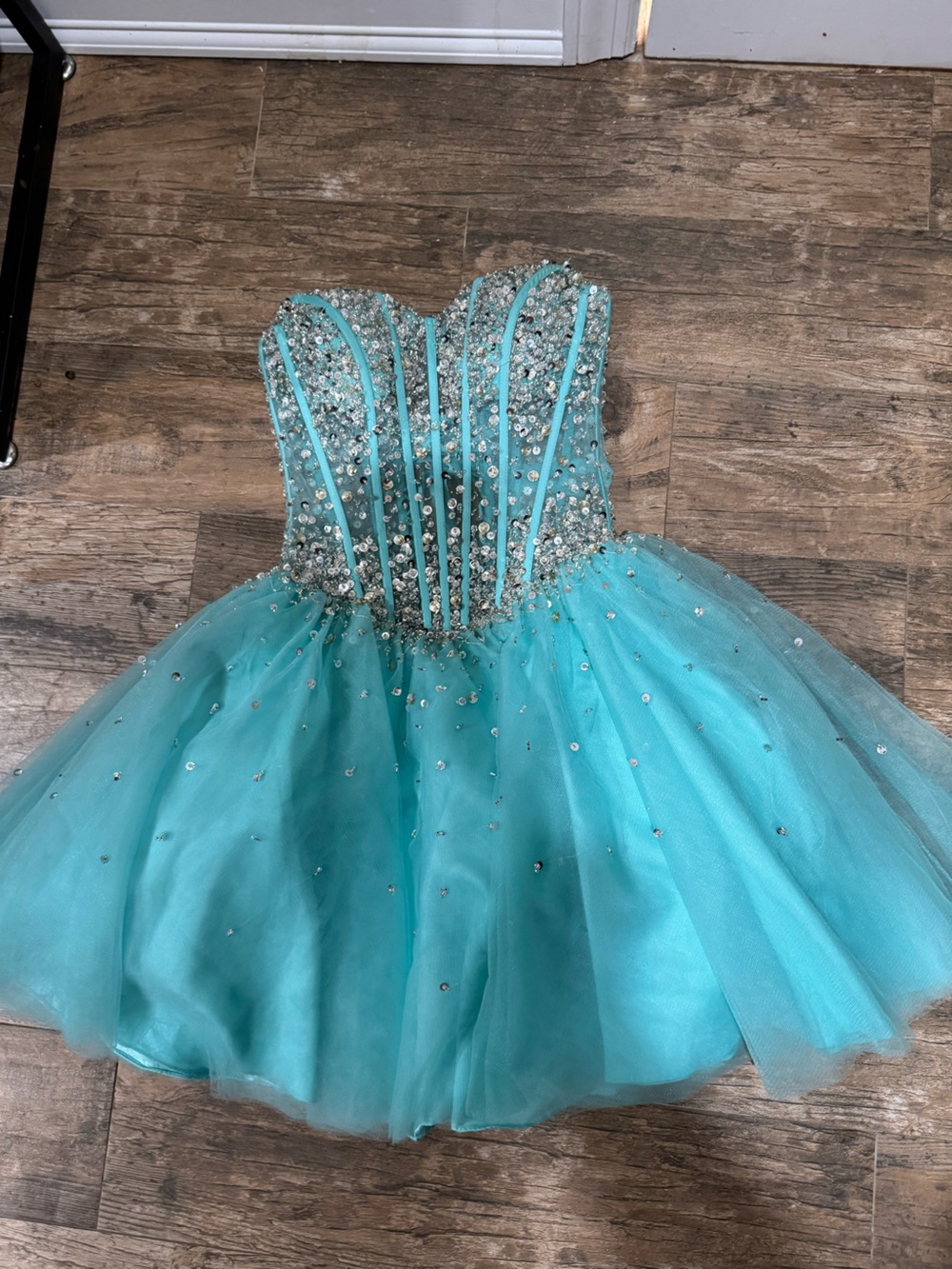 Jovani Aqua Sequin Bodice Tulle Party Dress for Girls